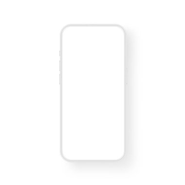 Clay Smartphone Boş Ekranlı Mockup, Beyaz Arkaplan 'da izole edilmiş, Ön Görünüm. Vektör İllüstrasyonu