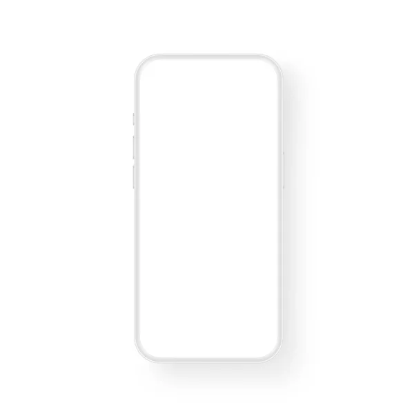 Clay Smartphone Mockup Blank Screen Isolated White Background Front View — Stock Vector