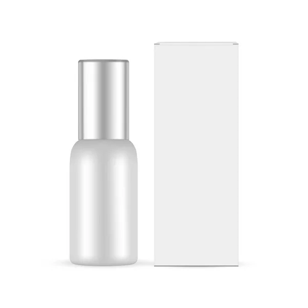 Cosmetic Bottle Metal Cap Skin Care Liquid Box Front View - Stok Vektor