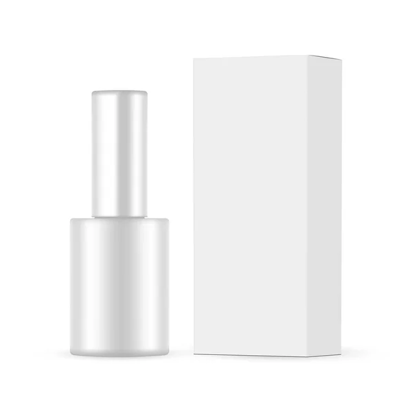 Nail Polish Bottle Box Cosmetic Packaging Mockup Isolated White Background — 스톡 벡터