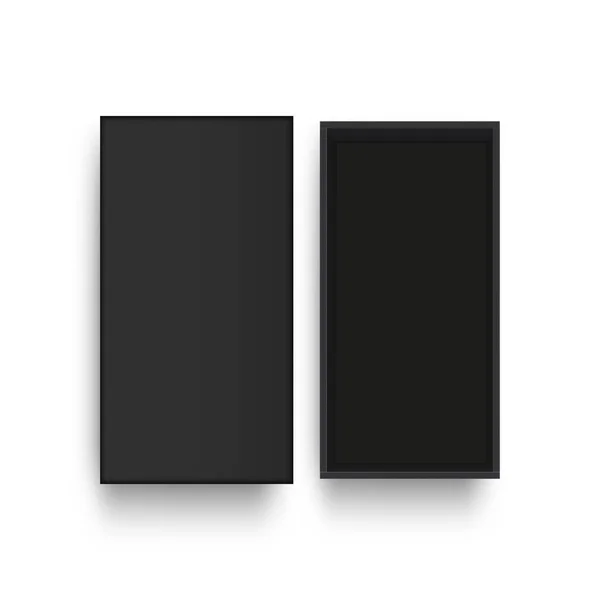 Μαύρο Χαρτόνι Ορθογώνιο Κουτί Καπάκι Θέα Από Ψηλά Απομονώνονται Λευκό — Διανυσματικό Αρχείο