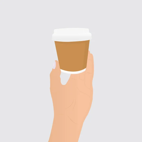 Hand Holding Kleine Take Away Cardboard Coffee Cup Van Espresso — Stockvector