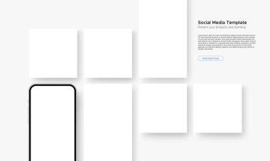 Smartphone with Blank Social Media Screens, Designs or Presentions Your Accounts. Vektör İllüstrasyonu