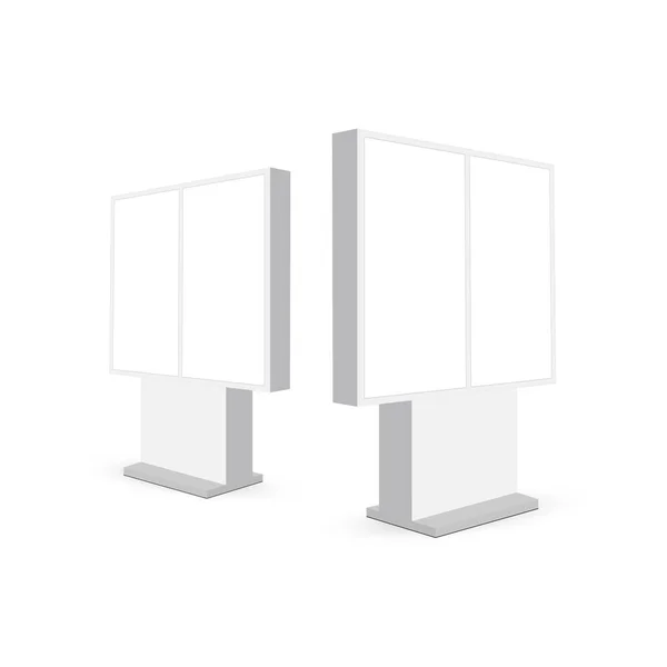 Weiße Dual Screen Digital Signages Für Den Außenbereich Seitenansicht Isoliert — Stockvektor