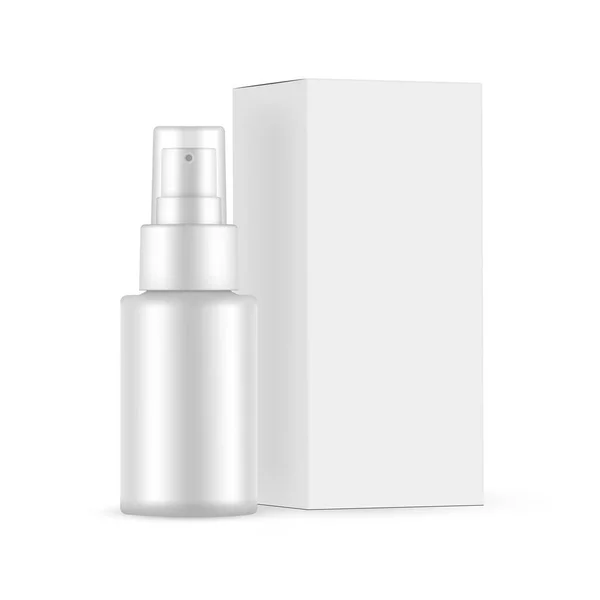 Cosmetic Spray Bottle Mockup Packaging Box Isolated White Background Vector — 스톡 벡터