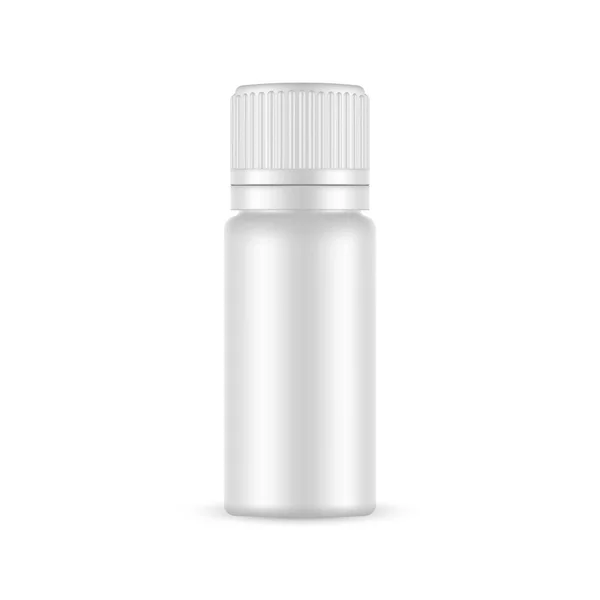 Bottiglia Vuota Plastica Medica Cosmetica Mockup Isolata Sfondo Bianco Illustrazione — Vettoriale Stock