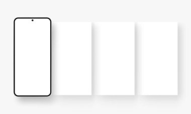 Boş Uygulama Ekranlı Modern Smartphone Mockup. Uygulama Arayüzlerini Göstermek için Boş Şablon. Vektör İllüstrasyonu