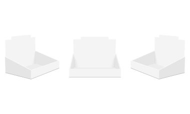Boş Karton Görüntüleme Kutuları Model 'leri, Beyaz Arkaplan' da izole edildi. Vektör İllüstrasyonu