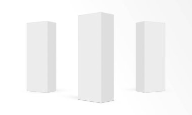Uzun Kağıt Dikdörtgen Paket Kutuları Beyaz Arkaplan 'da izole edilmiş. Vektör İllüstrasyonu
