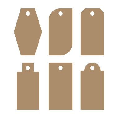 Beyaz arka planda izole edilmiş karton asma etiketleri. Vektör İllüstrasyonu