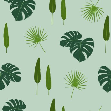 Yeşil Bitkiler Şablonu Bırakıyor. Yeşillik Bitkisi Arkaplanı. Vektör İllüstrasyonu