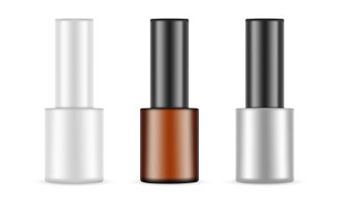 Beyaz arka planda izole edilmiş çivi cilası şişeleri. Vektör İllüstrasyonu