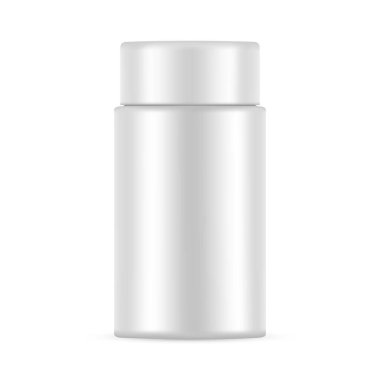 Eczacılık veya Kozmetik Ürünler için Plastik Şişe Modeli, Ön Görünüm, Beyaz Arkaplanda İzole Edilmiş. Vektör İllüstrasyonu