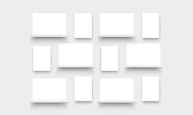 Web Sitelerini ya da Uygulama Tasarımı için Clay Laptopları ve Tabletler, Boş Ekranlar. Vektör İllüstrasyonu