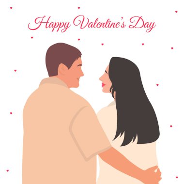 Aşk Çifti Kucaklaşması, Geriye Bakış. Romantik bir ilişki yaşayan, kucaklaşan, randevu sırasında oturan bir erkek ve kadın. Düz Vektör İllüstrasyonu