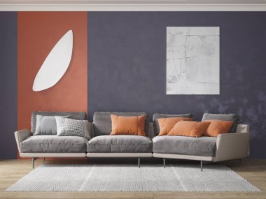 Şık, rahat bir koltuğu ve orijinal dekoratif arka planı olan özel bir oturma odası hazırla..