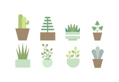 Asgari Düzleştirilmiş Pastel Bitkileri Vektör Resimleri