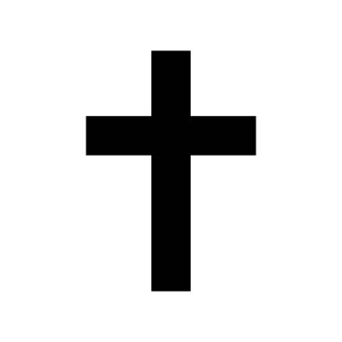 Hıristiyanlık dini sembolü siyah-beyaz 2d simgesi