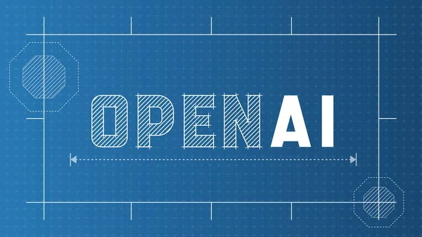Open AI Banner Background. Blueprint Style Typography for AI technology.