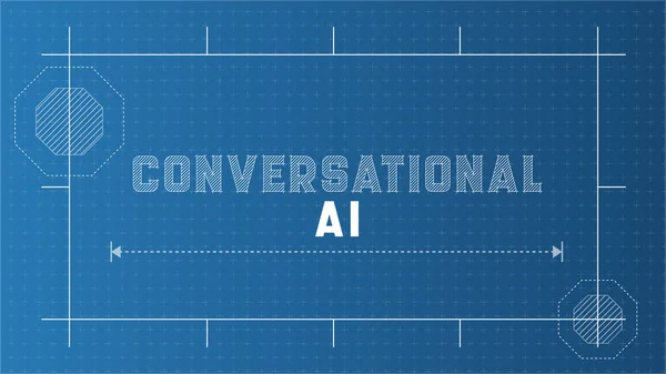 Conversational AI Banner Background. Blueprint Style Typography for AI technology.