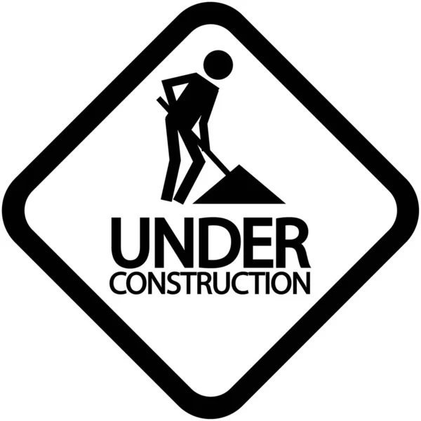 Black White Sign Says Construction — Stock Vector
