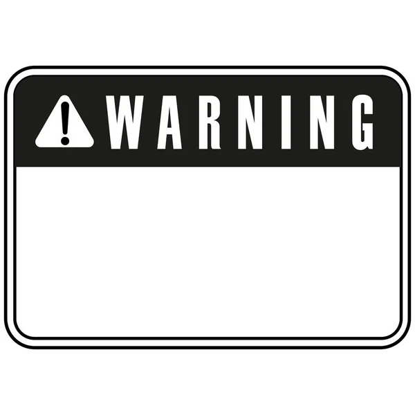 Black White Warning Sign Word Warning Blank Template — Stock Vector