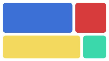 Bento Kutusu ya da Bento Grid UI şablonu. Yatay Manzara Izgarası.