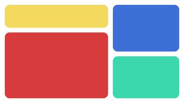 Bento Kutusu ya da Bento Grid UI şablonu. Yatay Manzara Izgarası.