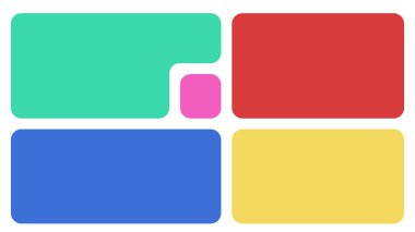 Bento Kutusu ya da Bento Grid UI şablonu. Yatay Manzara Izgarası.