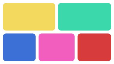 Bento Kutusu ya da Bento Grid UI şablonu. Yatay Manzara Izgarası.