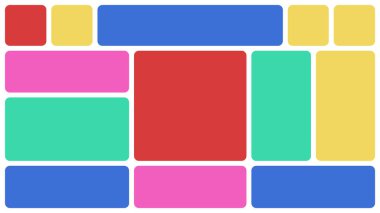 Bento Kutusu ya da Bento Grid UI şablonu. Yatay Manzara Izgarası.