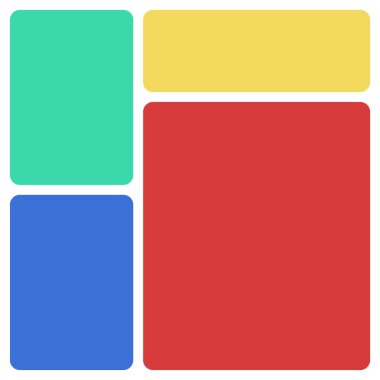 Bento Kutusu ya da Bento Grid UI şablonu. Yatay Manzara Izgarası.