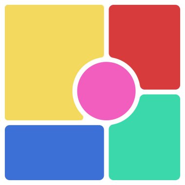 Bento Kutusu ya da Bento Grid UI şablonu. Yatay Manzara Izgarası.