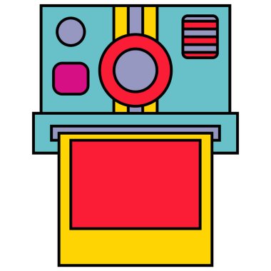 Klasik pop rengi polaroid kamera vektör simgesi