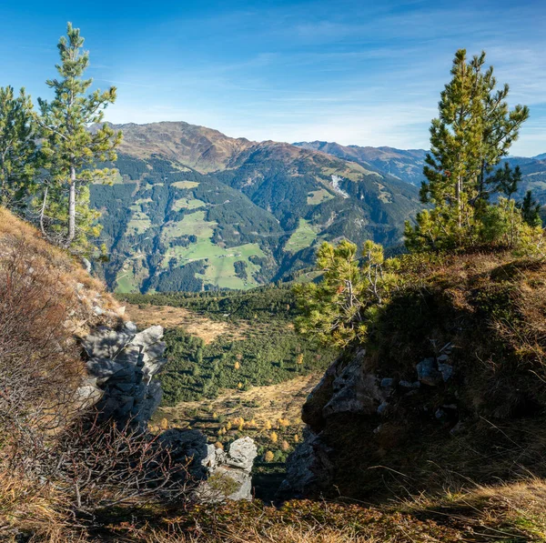 Vista Desde Cima Gerlosstein Los Alpes Austríacos Con Panorama Montañoso —  Fotos de Stock