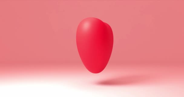Красное Сердце Вращается Розовом Фоне Абстрактный Дизайн Анимации Движения Рендеринга — стоковое видео