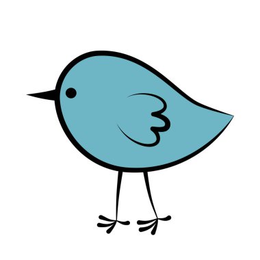 Çizgi çizgisi çizgili şirin kuş mavisi dış hatları siyah ve beyaz izole vektör çizimi. Vahşi yaşam tasarım elementi. Hayvan mağazası simgesi ya da logosu. Doğa ormanı zirvesi. Basit bir çizgi film tarzı. Sevimli hayvanlar..