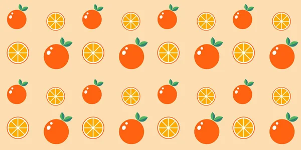 Motif Sans Couture Orange Avec Des Oranges Des Tranches Fruits — Image vectorielle