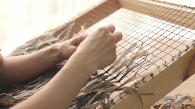 Kamuflaj örgüsü ören kadın.. 