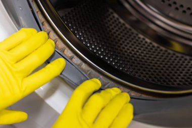 Çamaşır makinesinde küf, kir ve kireç ölçeği. 