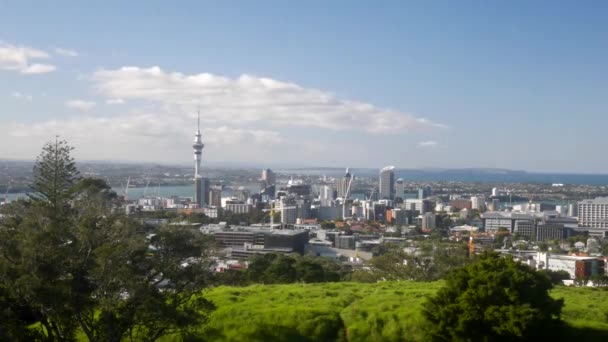Downtown Auckland Uitzicht Vanaf Mount Eden Korte Dag Full Timelapse — Stockvideo