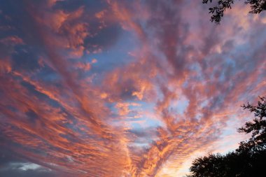 Güzel, kırmızı, bordo, günbatımı arka plan, gökyüzündeki alev...