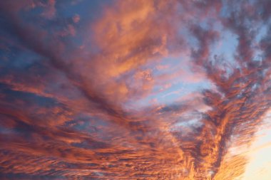 Güzel, kırmızı, bordo, günbatımı arka plan, gökyüzündeki alev...