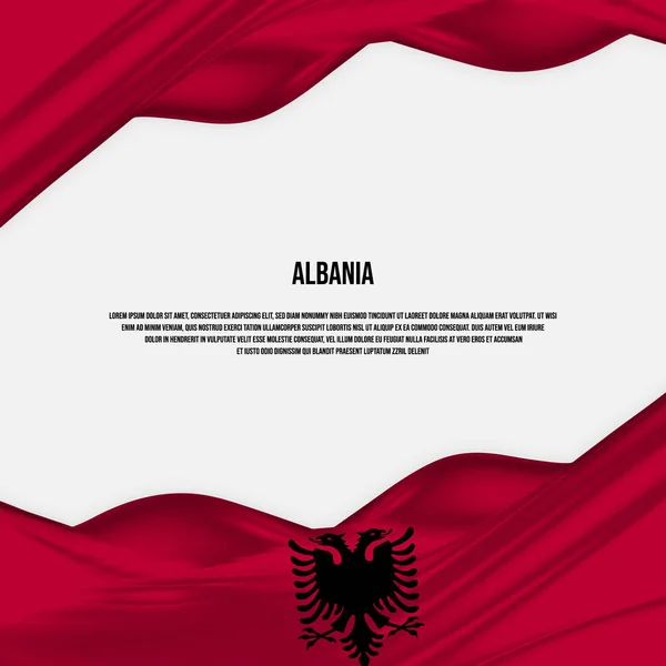 Albania Diseño Bandera Ondeando Bandera Albanesa Hecha Tela Satén Seda — Vector de stock