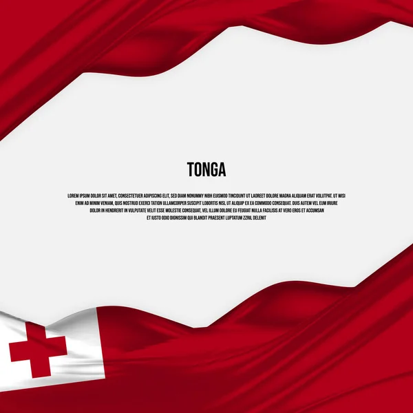Desenho Bandeira Tonga Acenando Bandeira Tonga Feita Cetim Tecido Seda — Vetor de Stock