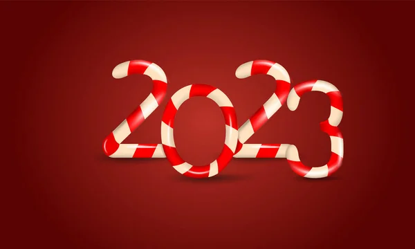 Новым 2023 Годом Баннер Конфеты Трость Текст 2023 Новым Годом — стоковый вектор