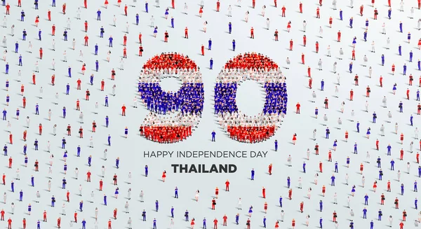 Happy Independence Day Thailand Design Velká Skupina Lidí Tvoří Vytvořit — Stockový vektor