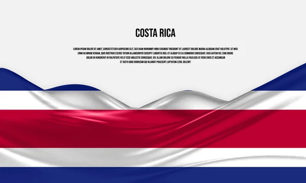 Дизайн Флага Коста Рики Размахивая Флагом Коста Рики Атласной Шелковой — стоковый вектор