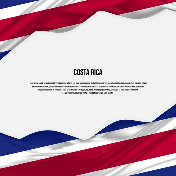 Kosta Rika Bayrağı Saten Ipek Kumaştan Yapılmış Kosta Rika Bayrağı — Stok Vektör