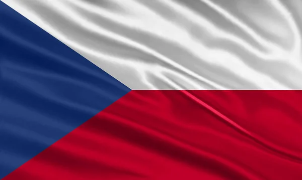 Флаг Чехии Размахивая Чехийским Флагом Атласной Шелковой Ткани Векторная Миграция — стоковый вектор